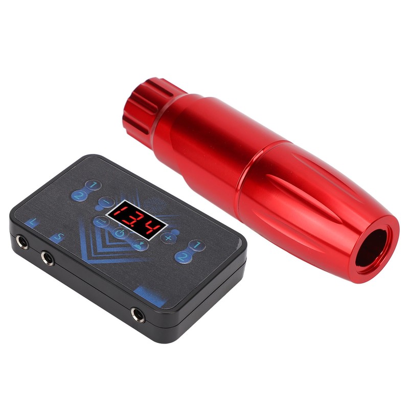 Tattoo Machine Kit Red Motor Pen LED 2 Channel Output
