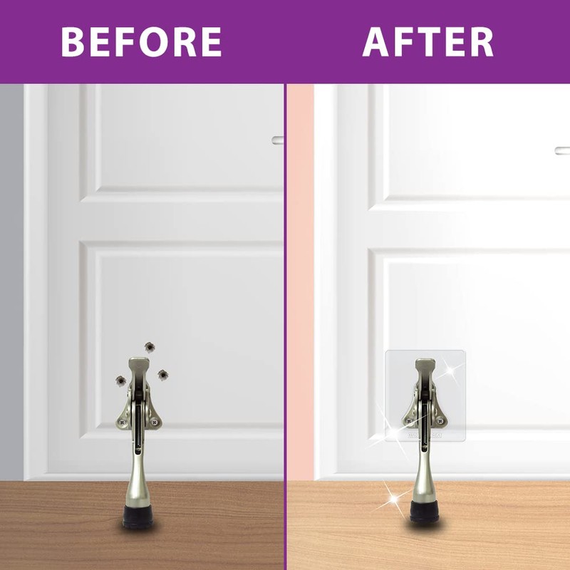Door Stopper with Adhesive Bracket Stickers, No Drilling or Tools