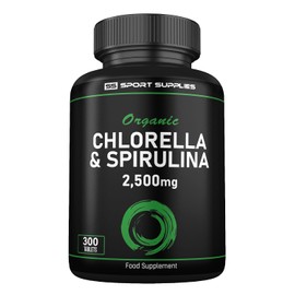 Organic Chlorella and Spirulina - 2500mg - 300 Tablets - Broken Cell Wall - Pure Formula Supplement with No Additives