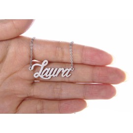 AOLO Stainless Steel Name Necklace Small Laura Character Pendants, Laura