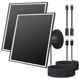 6W Solar Panel for Outdoor Security Camera with Micro USB & USB-C Port, Solar Panel Charger for Battery Camera，Fits eufy/wyze/reolink DC 5V Output, IP65/ 360° Adjustable, 9.8ft Cable, Fast Charging