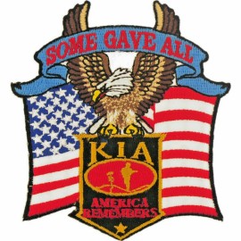 EEINC KIA AMERICA REMEMBERS SOME GAVE ALL Embroidered Shoulder Patch 31/2"X4" (0441)