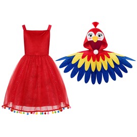 ReliBeauty Parrot Costume Children Girls Animal Bird Costume Children, 140