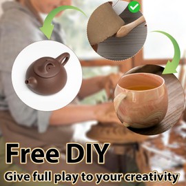 Giantree 10 Pcs Wooden Clay Sculpting Tool, 6'' Double-Ended Ceramic Wooden Clay Modeling Sculpture Tool Polymer Pottery Dough Modeling Tools Kit for Cutting Soap Carving Detailing and Smoothing