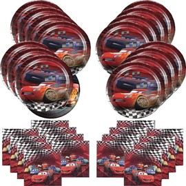 40pcs McQueen Party Supplies include 20 plates, 20 napkins for Cars birthday party decoration