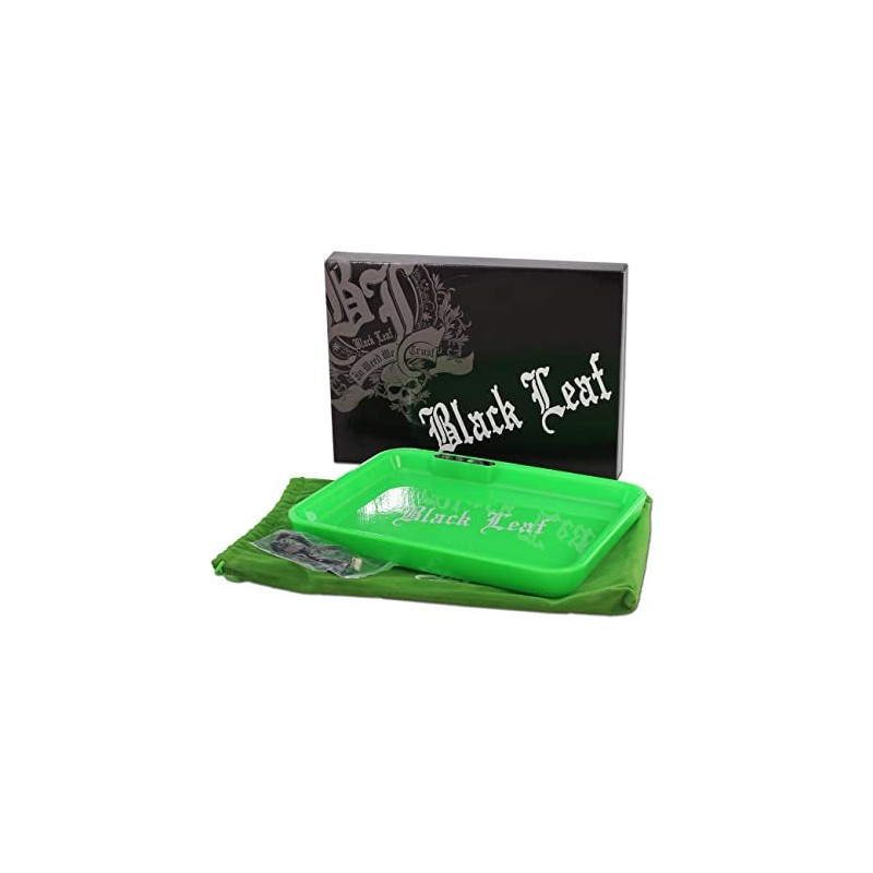 Black Leaf Rolling Tray LED Light Green Mixing Tray Construction