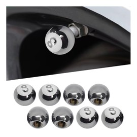 Augeny 8 PCS Car Tire Valve Caps, Pool 8 Ball Wheel Valve Stem Covers with Rubber Ring, Corrosion Resistant Airtight Tyre Dust Caps, Universal Stem Covers for Car, Truck, Bicycle, SUV (Gray)