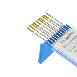 10 Pcs Welding Tungsten Electrodes, 2.4 * 150mm Tig Welding Electrodes Rod, WL15 Lanthanated Tungsten 1.5% Gold Tip for Alloy, Aluminum, Metal