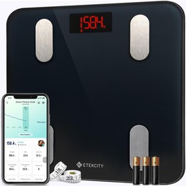 Etekcity Body Scale for Weight, Bathroom Digital Weighing Scale with BMI, Body Fat, Muscle Mass, Accurate Bluetooth Home User Health Equipment:_11.8 inch Black