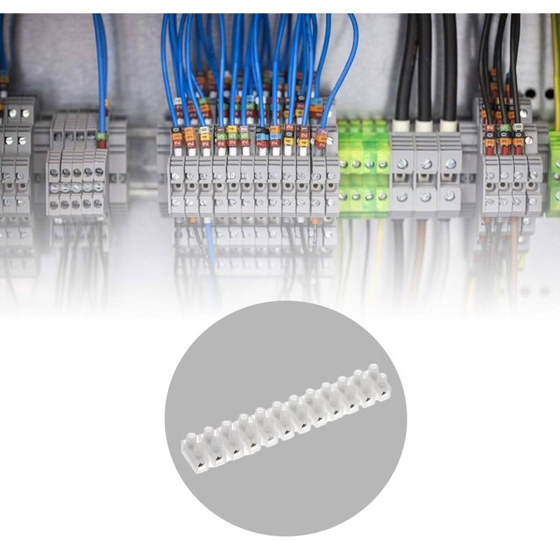 UKCable-Ties Block Connector 12 Way White Terminal Block Strip Electric