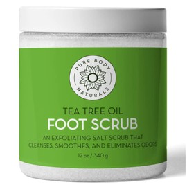Pure Body Naturals Tea Tree Oil Foot Scrub, 12 ounces - Cleanses and Exfoliates - Attacks the Cause of Smelly Feet - Great for Athletes