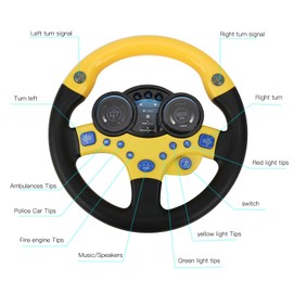 Tefola - Volante para Niños, Volante de Juguete para Carro con Base, Juguetes Aprendizaje Temprano Niños, Regalo Cumpleaños, Material ABS de Alta Calidad