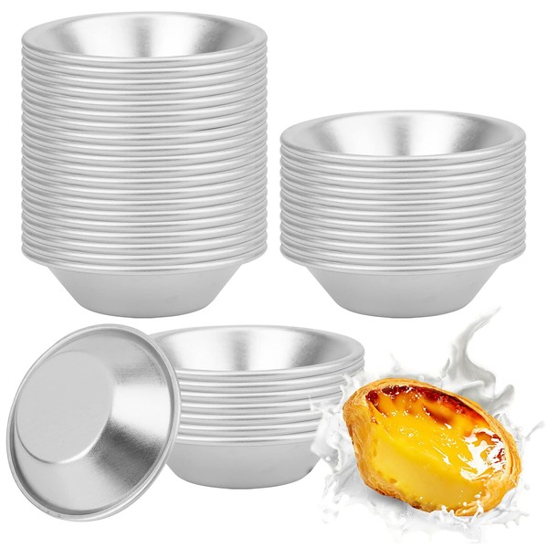 Yesland 40 Pack Egg Tart Mold, Tiny Pie Tartlets Dessert Mold & Pudding Mold, Resuable Baking Cups for Cupcake, Pie & Cookie(Aluminum, 2-7/8 Inches)