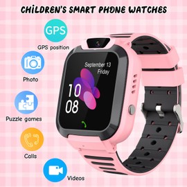J-TECH DYNAMICS 2G Kids GPS Watch, Waterproof Smart Tracker for Boys Girls Ages 3-12 - 2-Way Calling, SOS Button, No Games, 7-Day Battery, Birthday Gift (Pink)