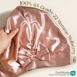 ZIMASILK 22 Momme Adjustable 100% Pure Mulberry Silk Bonnet for Sleeping Women, Double-Layered Silk Hair Bonnet for Anti-Frizz & Hair Protection – Reduces Slipping (1Pc, Blush Pink)