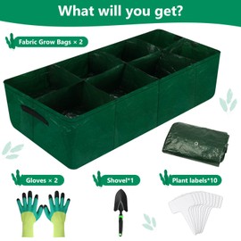 Caffox 2 Pack Fabric Raised Garden Bed, 4x2x0.8ft Plant Grow Bags for Flowers and Vegetables, 94 Gallon