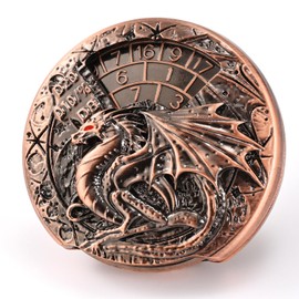 7-in-1 DND Dice Unique Rotating D&D Dice, Rotating Metal Dice Set, D4 D6 D8 D10 D12 D20 D% Dragon and Dungeon Dice Set, MTG RPG Role Playing Game Cthulhu Dice (Red Bronze)