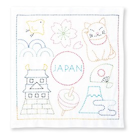 Olympus Thread Sashiko Hana Fukin World Walker Series Japan Printed Fabric Embroidery Kit