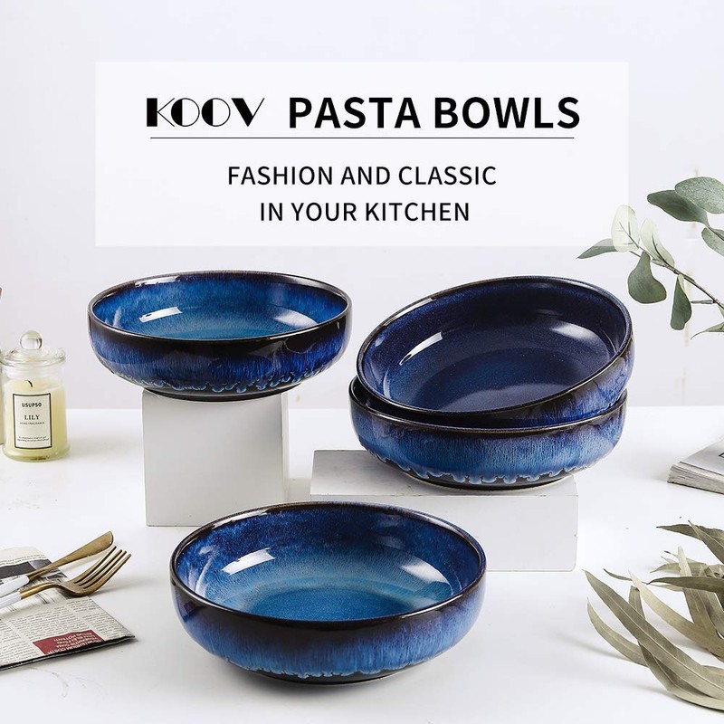 KOOV Ceramic Bowl, 46 OZ Pasta Bowls Set of 4,