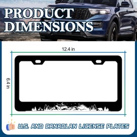 LIN KANG Mountains Forest Bear Moose License Plate Frame Night Wildlife License Plate Holder Stainless Steel Auto Parts Rust-Proof Waterproof Car Decorative Tag Frame for Standard US 12x6 Inch