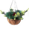 Artificial Christmas Hanging Basket Decorated with Pine Cones Ball Lights