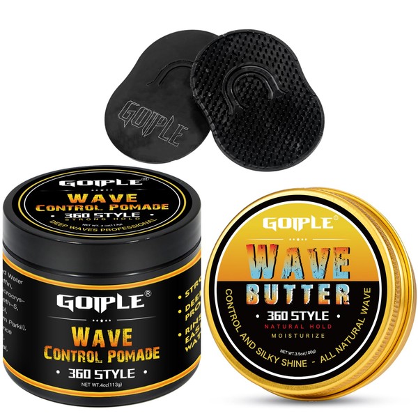 Wave Butter 360 Wave Grease for Men, Wave Butter for Layered Waves, Moisture, Control and Silky Shine – All Natural Wave Cream, Natural Wave Butter Cream with Shea Butter and Beeswax for Wolfing Kit