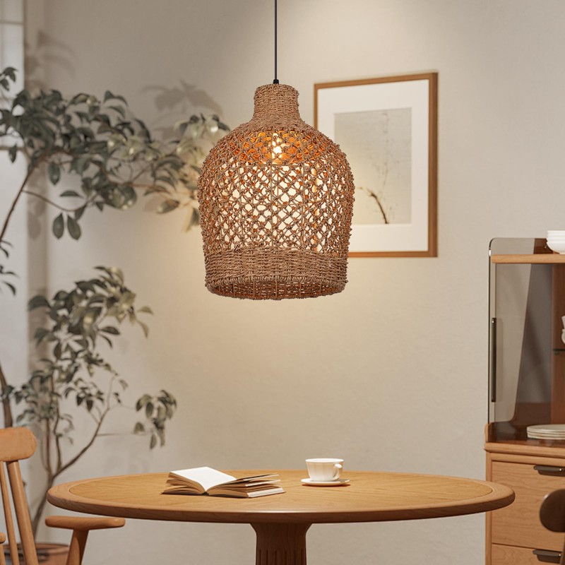 Arturesthome Rattan Pendant Light Woven Chandelier Handwoven Boho Coastal Pendant