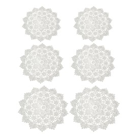 CHYG Vase Mat Nordic Doily, Matt, Round Bellflower Pattern, Set of 6, 7.9 x 15.8 x 15.7 inches (20 x 30 x 40 cm), Embroidered Coasters, Table Center Placemats, White Openwork Flowers, Table Decoration