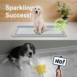 Pee Pad Tray Holder for Dogs - No Spill Raised Lip High Edge Silicone Mat, Extra Thick and Non-Slip for Indoor Floor Protection, Fits Up to 22 x 22 in. Square Potty Training Pads (Small, Beige) | eenk