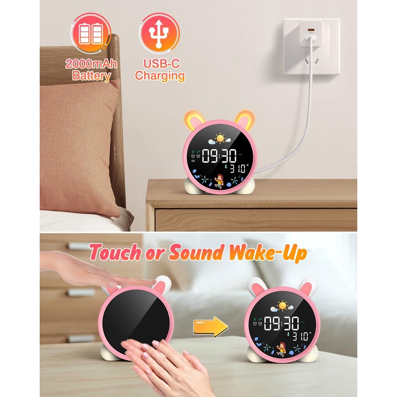 Lemnoi Alarm Clock for Kids, Children Sleep Trainer Clock, OK