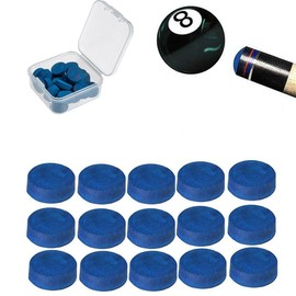 Cue Tips, 20 Pack 10 mm Billiard Replacement Tips, Cue Tips, Billiard Replacement Tips, Snooker Cue Tips with Transparent Case, for Snooker Cues, Blue