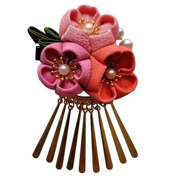CRB Fashion Womens Girls Japanese Kimono Flower Hair Tie Band Clip (Pink Pink (P))