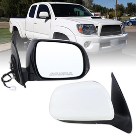 Lqito Right Passenger Side Mirror Compatible With 2005 2006 2007 2008 2009 2010 2011 Toyota Tacoma With Manual Folding Power Glass White Replace#8791004170(3Pins)