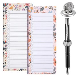 NATOSU Pack of 2 Magnetic Notepads, Shopping List Magnetic Fridge with 1 Magnetic Pen Holder, 50 Sheets/Piece Shopping List Pad, To Do List Pad