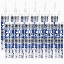 12 Packs Gray Silicone Sealant, All-Purpose 100% Waterproof Silicone Caulk, Adhesive CaulkingSilicone for Indoor Outdoor Windows, Aquarium,Bathtub Auto Leak Seaing, 10.1 0z (12)