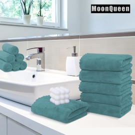 MOONQUEEN 6 Pack Premium Hand Towels - Quick Drying - Microfiber Coral Velvet Highly Absorbent Towels - Multipurpose Use as Hotel, Bathroom, Shower, Spa, Hand Towel 16 x 28 inches (Teal)