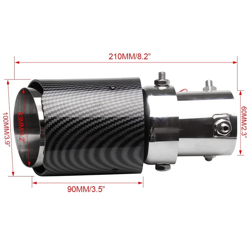VEHSUN Muffler Cutter, LED Light Car, Downward, Carbon Style, Up/Downward,