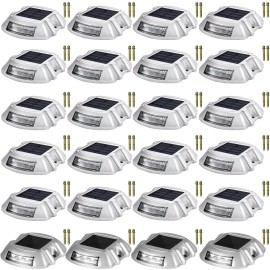 Solar Garden Lights 24-Pack Bright White LED Waterproof Solar Powered Pathway Deck Driveway Lighting Outdoor Step LightColor: White Color, Quantity: 24 PCS