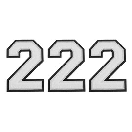 MECCANIXITY Chenille Number 2 Patches 4-1/2 Inch Height Iron on Number 2 Patches Black Glitter Embroidered Patches for Clothing, Shoes, Hats, Backpacks Pack of 3(White)