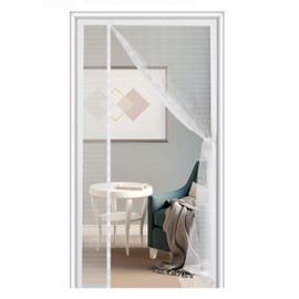 Sunolga Reversible Left Right Side Opening Magnetic Screen Door Fits Door Size 32 x 80 Inch, Sturdy Fiberglass Mesh Curtain Hands Free for Patio, Balcony Door, Actual Screen Size 34x81 Inch, White