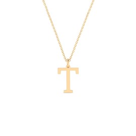 Gelin Letter Necklace in 14K Solid Gold | Small Initial Pendant for Women | A-Z Alphabet Jewelry | 18" (T)