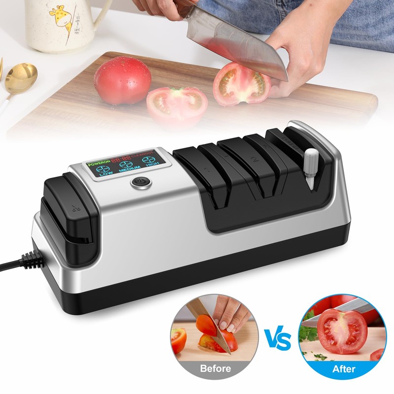 Upgrade 5 in 1 Electric Knife Sharpener, Professional 3-Stage with