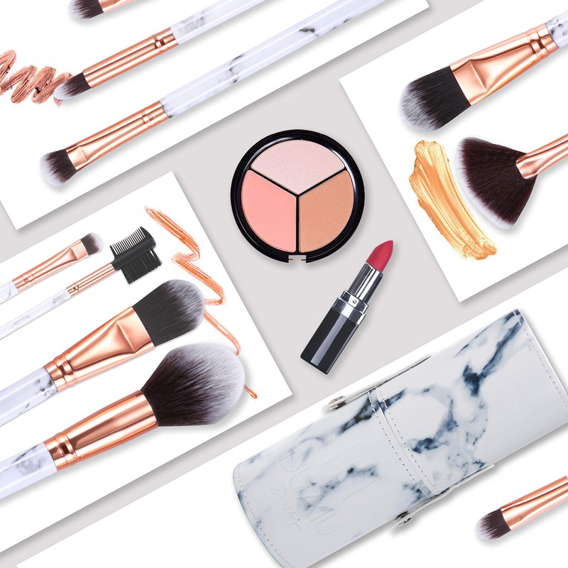 DUAIU Makeup Brushes Set Make Up Brushes Professional 15Pcs Marble