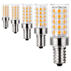 Ziomitus E12 C7 LED Candelabra Light Chandelier Bulbs Kx-2000 60 Watt Halogen Equivalent,Warm White 3000k T6 110V 120V Small Base E12 LED Bulbs 6W for Ceiling Fan Salt Lamp,550 lm(5Pack)
