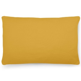 PinkZebra Organic Muslin Cushion Cover 35 x 40 cm for Children & Adults, Soft Pillowcase GOTS Certification, Made in EU, Cushion Cover with Zip, Yellow