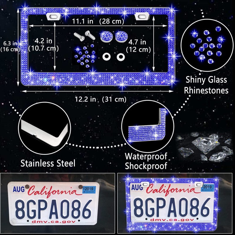 NBTEPEM 27 PCs Blue Bling Car Accessories Set for Women,