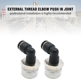 VIKKSAER 5 Pcs Hardware Male Elbow Push to Connect Fittings, 90 Degree Air Push Connect Fit Lock Fitting, for Pipe Connection (1/4" OD x 1/2" NPT)