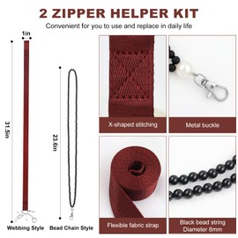 FEFURS Zipper Helper Pull for Dresses 2 Pack Zipper Puller Helper with 5 Different Types Hooks Dress Zipper Pull Helper Assistant for Elderly and Pregnant Women