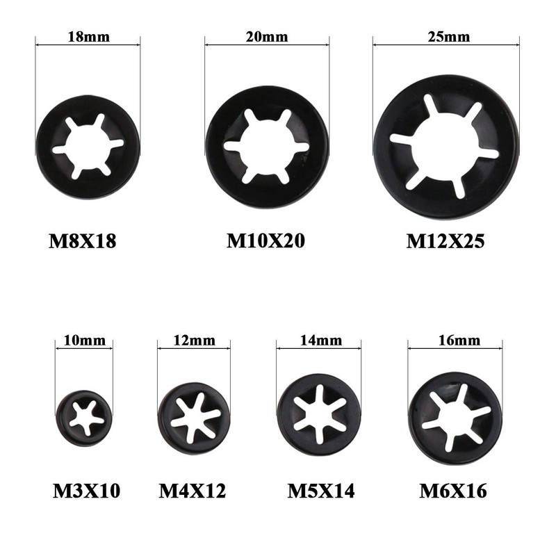 Zaky 200 pieces Internal Tooth Starlock Washers M3 M4 M5