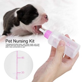 6PCS/ Set Pet Puppy Kitten Feeding Bottle Nurser Bottle Syringe Pacifier Newborn Pet Small Dog Cat Liquid Feeding Supplies 60ml with Replacement Nipples()